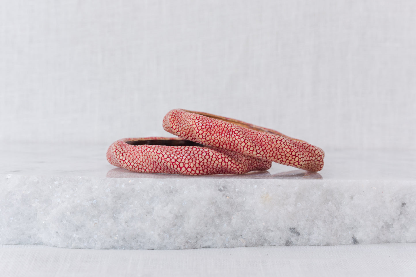 Shagreen Bangle Bracelet-Red