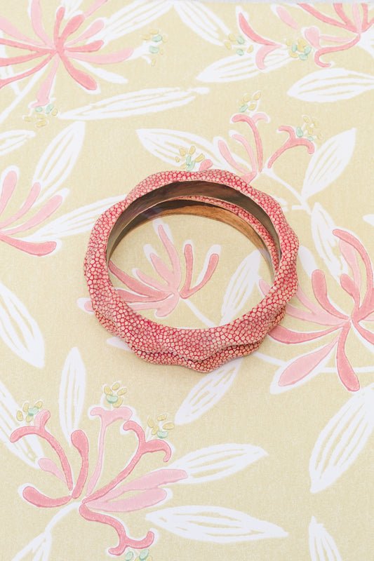 Shagreen Bangle Bracelet-Red