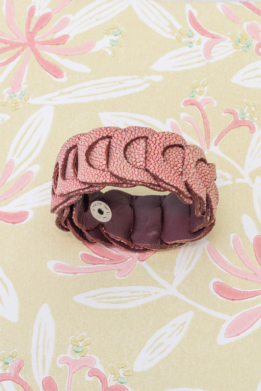 Shagreen Woven Bracelet-Cranberry