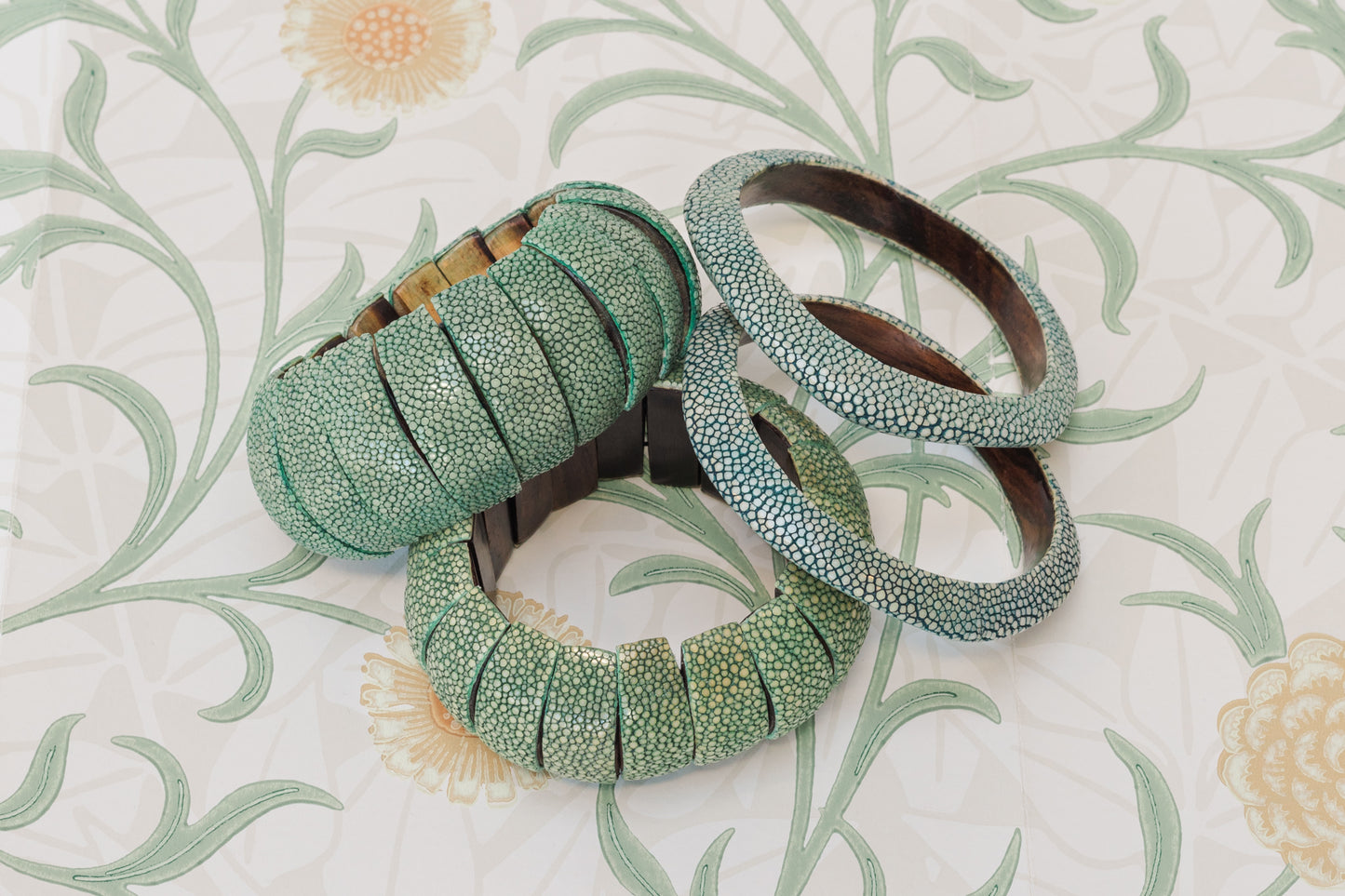 Shagreen Bangle Bracelet-Green