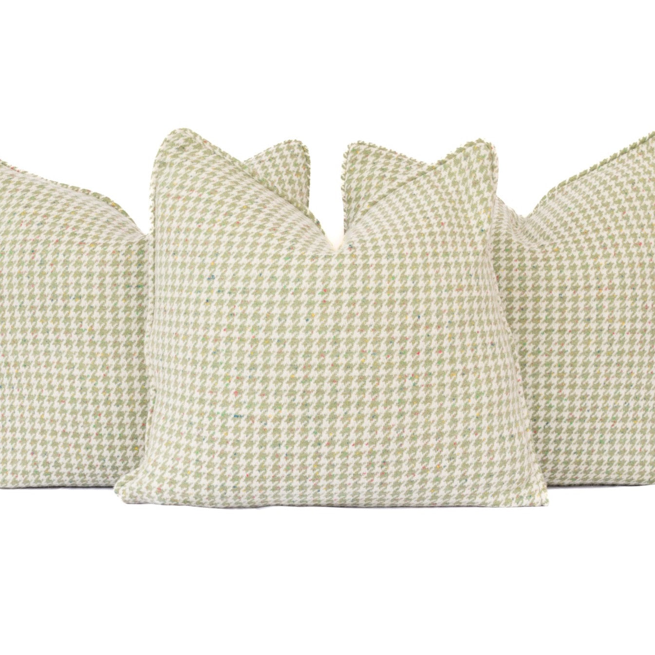 Green Mint Houndstooth Cashmere Wool Pillow