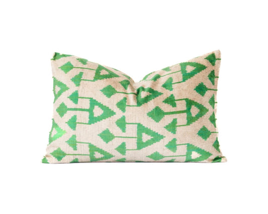 Kelly Green Pattern Lumbar Pillow
