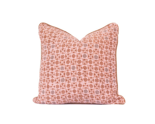 Pink Hand-Blocked Batik Pillow 20"