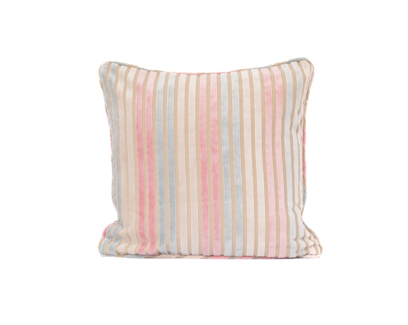 Cream Pink Blue Stripe Pillow