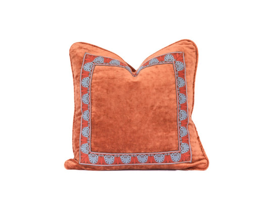 Coral Velvet Trimmed Pillow 20"